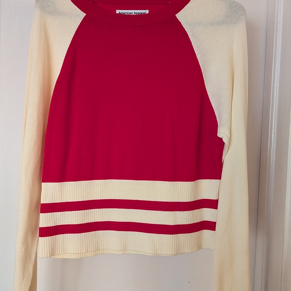 American Apparel Women's Sweater in Red and Cream